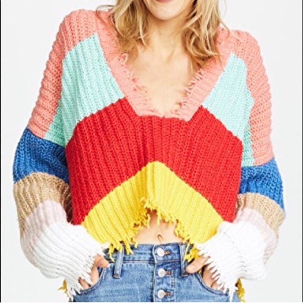WILDFOX Palmetto Sweater Knit Top Stripe L NWT